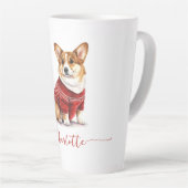 Schattigee Waterverf Gepersonaliseerde Kerst Corgi Latte Mok (Rechterhoek)
