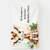 Schattigee Waterverf Giraffe Custom Verjaardag Spandoek (Verticaal)