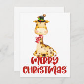 Schattigee Waterverf Giraffe Kerstmis Kaart (Voorkant / Achterkant)