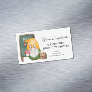 Schattigee Waterverf Gnome Teacher Magnetisch Visitekaartje