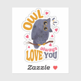 Schattigee Waterverf Grey Owl Love Pun Sticker