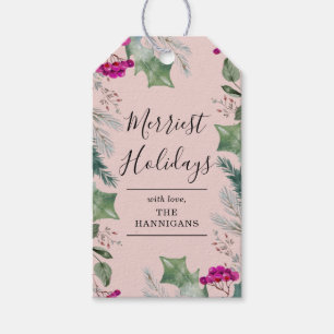 Schattigee Waterverf groene vakantie Cadeaulabel
