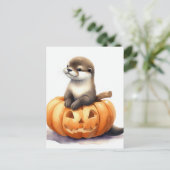 Schattigee Waterverf Halloween Otter Briefkaart (Staand voorkant)