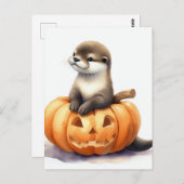 Schattigee Waterverf Halloween Otter Briefkaart (Voorkant / Achterkant)