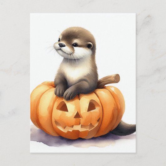 Schattigee Waterverf Halloween Otter Briefkaart (Voorkant)