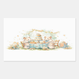 Schattigee Waterverf Hamster Garden Party Rechthoekige Sticker