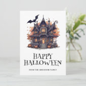 Schattigee Waterverf Happy Halloween Kaart (Staand voorkant)