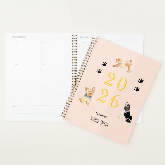 Schattigee waterverf Honden 2026 Planner (Display)