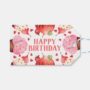 Schattigee Waterverf ijsje Happy Birthday Cadeaulabel
