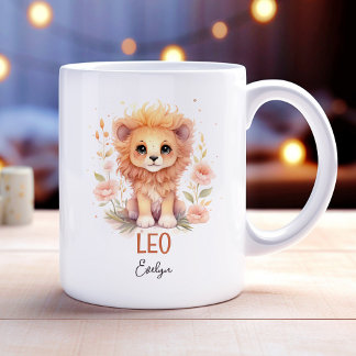 Schattigee Waterverf Illustratie van Leo Zodiac Na Koffiemok