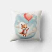 Schattigee Waterverf Jonge Fox Grote Rode Ballon K Kussen (Achterkant)
