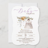 Schattigee Waterverf Jurk Script Baby shower Party Kaart (Voorkant)