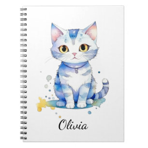 Schattigee waterverf kat (kitten) ontwerp notitieboek