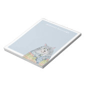 Schattigee Waterverf Kat met Aangepaste Naam Notitieblok (Gedraaid)