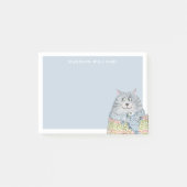 Schattigee Waterverf Kat met Aangepaste Naam Post-it® Notes (Voorkant)
