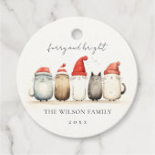 Schattigee Waterverf Katten Furry en Bright Christ Bedankjes Labels (Voorkant)