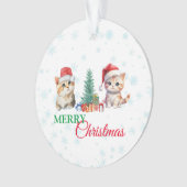 Schattigee Waterverf kitten cat kerstfeest C Ornament (voorkant)