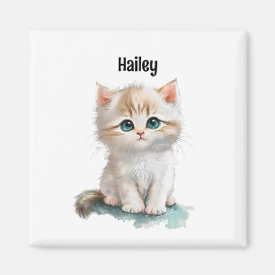Schattigee Waterverf kitten met Blue Eyes Magnet Magneet