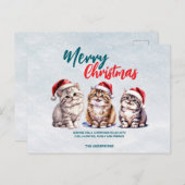Schattigee waterverf kitty cat Santa Merry Christm Feestdagenkaart (Voorkant / Achterkant)