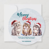 Schattigee waterverf kitty cat Santa Merry Christm Feestdagenkaart (Voorkant)