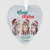 Schattigee waterverf kitty cat Santa Merry Christm Ornament (voorkant)
