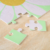 Schattigee waterverf kleurrijke Daisy Pattern Gree Legpuzzel (Zijkant)