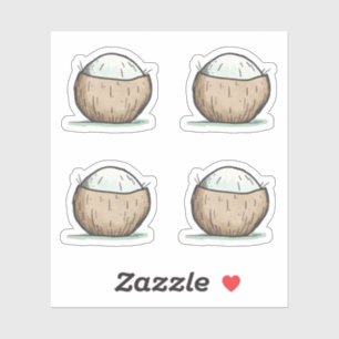 Schattigee Waterverf kokosnoot Sticker
