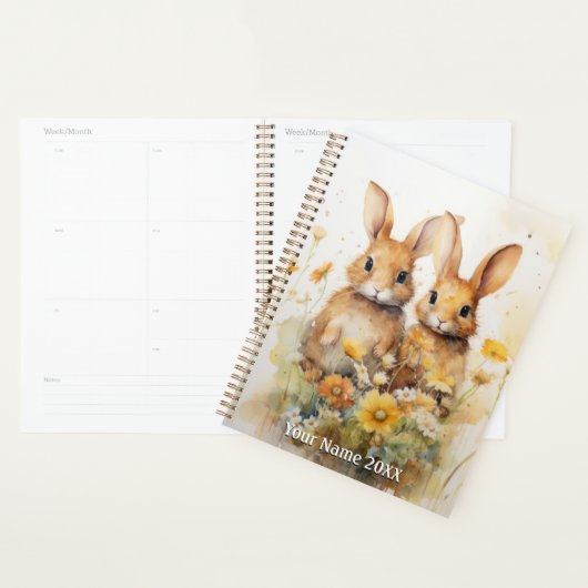 Schattigee Waterverf Konijnen Planner (Display)