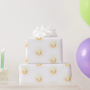 Schattigee Waterverf lachende gele zonneschijn Kin Cadeaupapier