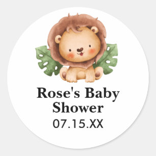 Schattigee Waterverf Leeuw Baby shower Ronde Sticker