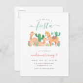 Schattigee Waterverf Llama Fiesta Kids Verjaardag Uitnodiging Briefkaart (Voorkant / Achterkant)