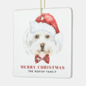 Schattigee Waterverf Maltese Kerstman Vrolijk Kers Keramisch Ornament (Links)