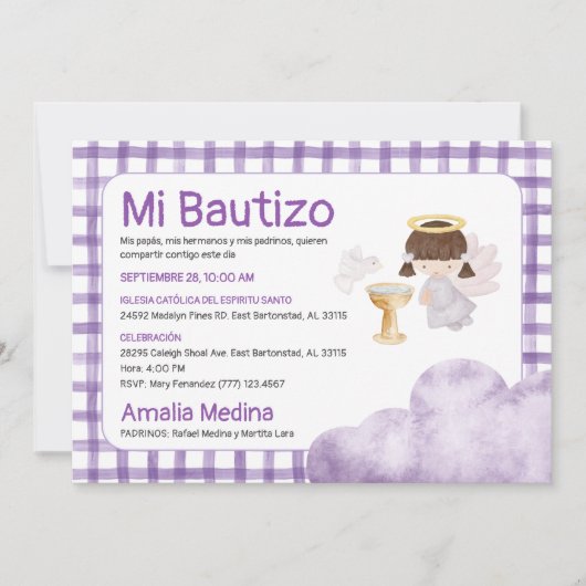 Schattigee Waterverf Meisje Engel Paarse Ontwerp D Kaart (Voorkant)