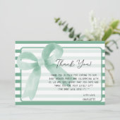 Schattigee Waterverf Mint Bow Baby shower Bedankkaart (Staand voorkant)
