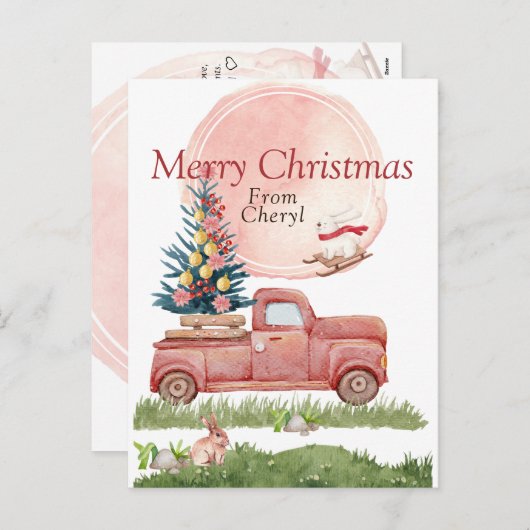 Schattigee Waterverf Modern Feestdagenkaart (Voorkant / Achterkant)