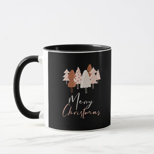 Schattigee Waterverf Modern Script Boho kerstboom Mok (Links)