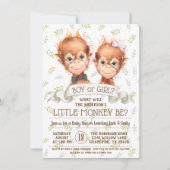 Schattigee Waterverf Monkey Gender Reveal Kaart (Voorkant)