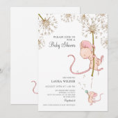 Schattigee Waterverf Mouse Baby shower Kaart (Voorkant / Achterkant)