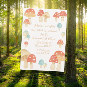 Schattigee Waterverf Mushroom Kids Verjaardagsuitn Kaart