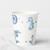 Schattigee Waterverf nautische jongen Baby shower Papieren Bekers (Achterkant)
