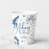 Schattigee Waterverf nautische jongen Baby shower Papieren Bekers (Voorkant)