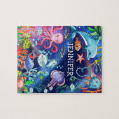 Schattigee Waterverf onder het Zee Ocean Creatures Legpuzzel (Horizontaal)