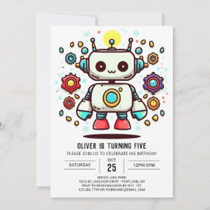 Schattigee Waterverf Online Robot Verjaardag Kaart