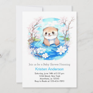 Schattigee Waterverf Otter Baby shower Kaart