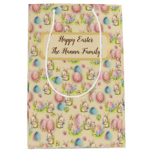 Schattigee Waterverf Paaseieren, Konijntje en Bloe Medium Cadeauzakje