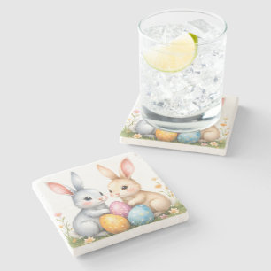 Schattigee Waterverf paashaas Happy Easter Stenen Onderzetter