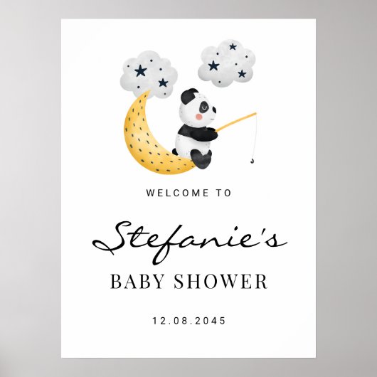 Schattigee Waterverf Panda Baby shower Welkom Poster (Voorkant)
