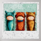 Schattigee Waterverf Pasgeboren baby's slapen Nurs Poster (Voorkant)