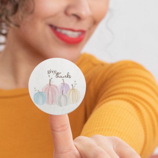 Schattigee Waterverf Pastel Pompoenen Geef Bedankt Ronde Sticker