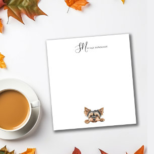 Schattigee Waterverf Peeking Yorkie gepersonalisee Notitieblok